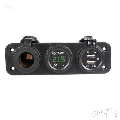Волтметър с 2 USB порта и гнездо, Монтажен панел 3 в 1 с Волтметър, USB зарядно и Гнездо за запалка, снимка 3 - Аксесоари и консумативи - 47949826