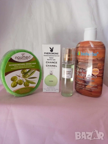 Промо комплект 933-ароматен сапун 135 гр.,шампоан и мини парфюм Chance Chanel 
