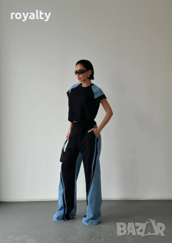 Нов Стилен Дамски Комплект с Акцент Деним