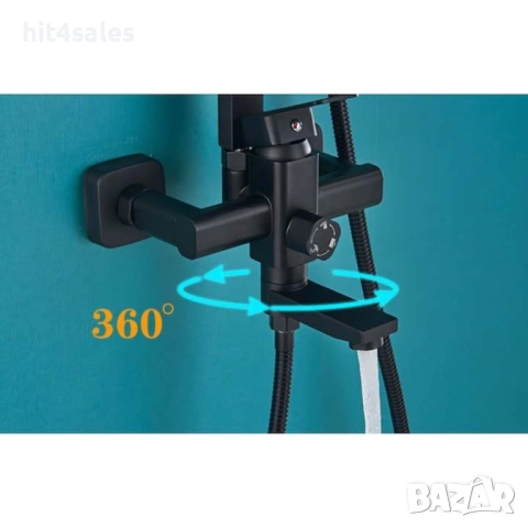 Комплект душ колона, стенен монтаж, двойно управление, керамика, 131-200 мм, черна, снимка 7 - Други стоки за дома - 54072591