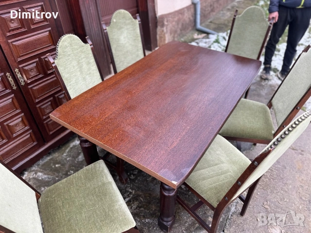 Трапезна маса с 6 стола – класически стил, снимка 5 - Маси - 54545244