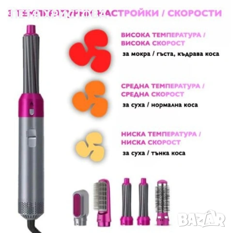 Маша за коса с 5 приставки, снимка 2 - Маши за коса - 54786214