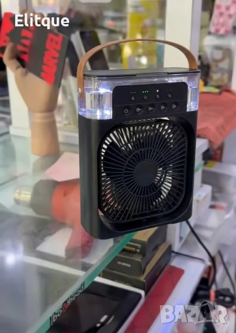 Преносим черен въздушен 3 в 1 охладител,овлажнител,вентилатор с LED резервоар за вода