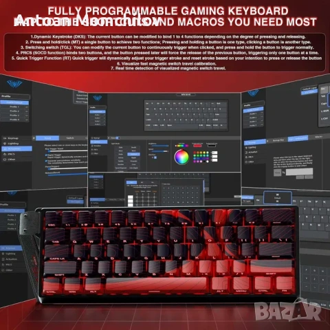 Гейминг клавиатура AULA WIN60 HE MAX 60% Hall Effect, снимка 9 - Клавиатури и мишки - 54827827