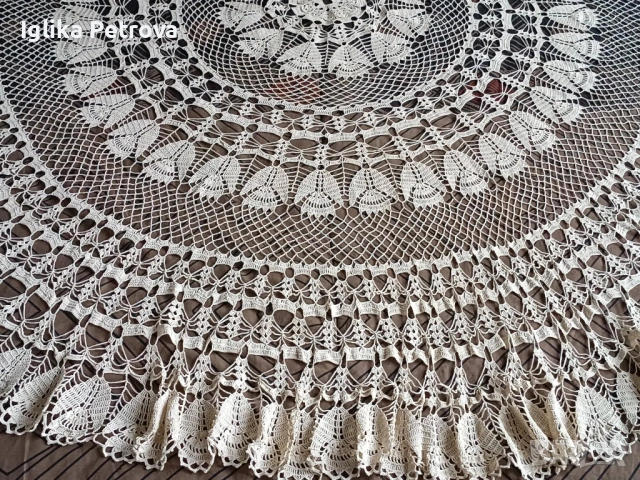 Ръчно изплетена покривка за кръгла маса , снимка 5 - Декорация за дома - 54501008