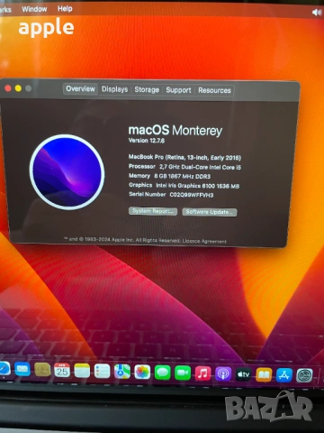 13" Core i5 MacBook Pro A1502 (2015), снимка 9 - Лаптопи за дома - 40185841