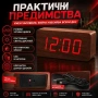 Голям LED дървен декоративен настолен часовник с температура будилник светещ на ток електронен USB, снимка 5