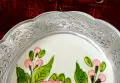Керамична чиния за стена,фруктиера с калаен обков., снимка 2