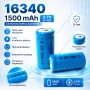 Издръжлива литиевойонна акумулаторна батерия 16340 1500mAh 3.7V презареждаща се за фенри прожектори, снимка 1