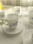 Ретро френски сервиз за кафе – Arcopal France (6 чаши с чинийки), десен сини цветя, снимка 3