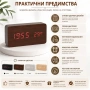 LED декоративен дървен дигитален настолен часовник с температура USB спалня офис светещ електронен, снимка 3