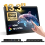 Монитор преносим 13.3-инчов FHD IPS сензорен 1920 x 1080 300cd/m² VGA HDMI, Xbox Лаптоп PC PS4 5, снимка 1