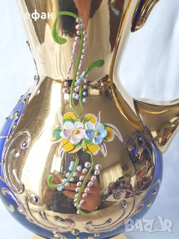 Стъклена каничка Бохемия, снимка 2 - Антикварни и старинни предмети - 54644685