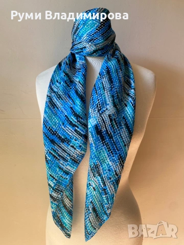 Квадратен, копринен шал/ кърпа за глава Аrta & Crafts, снимка 2 - Шалове - 55043739