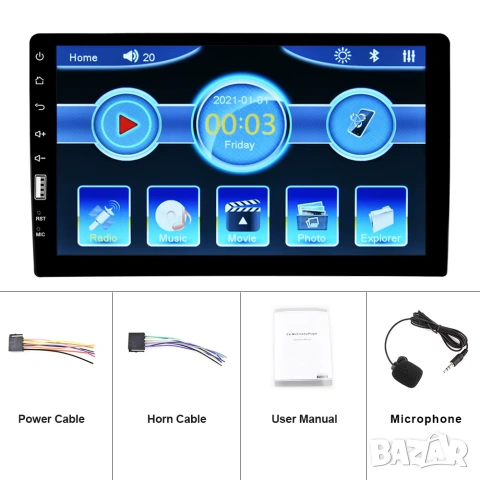 9" Единичен дин за Автомобил Carplay, Android Auto, Мултимедия 1DIN, плеърза кола Bluetooth, USB, FM, снимка 13 - Аксесоари и консумативи - 55238966