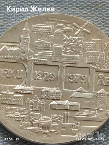 Сребърна монета 25 марки 1979г. Финландия тема 750г. От основаването на град Турку 52751, снимка 6 - Нумизматика и бонистика - 54550366