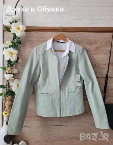 Естествена кожа яке мента HEMA