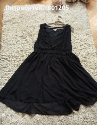 H&M ефирна черна рокля с подплата