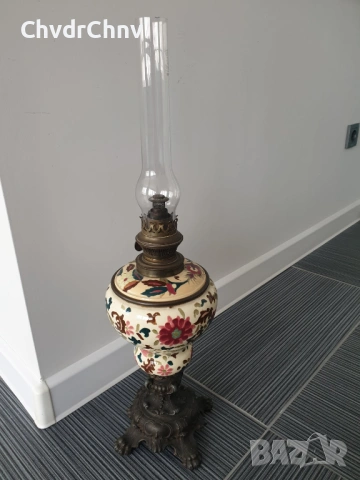 L&B Brevetes 62см/колекционерска стара френска бронзова газена лампа