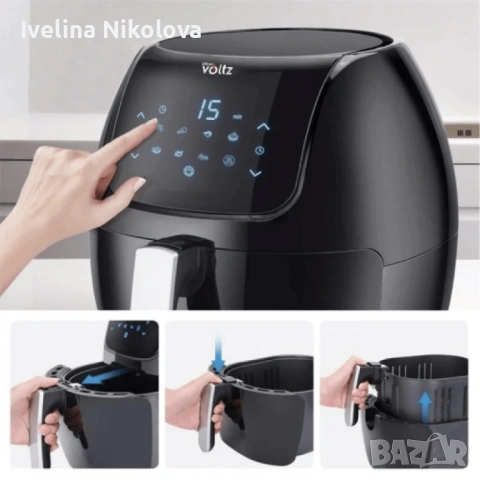 Промоция - Фритюрник AirFryer Voltz OV51980F 1800W, 7.7L, 2 ГОДИНИ ГАРАНЦИЯ, снимка 4 - Фритюрници - 54491809