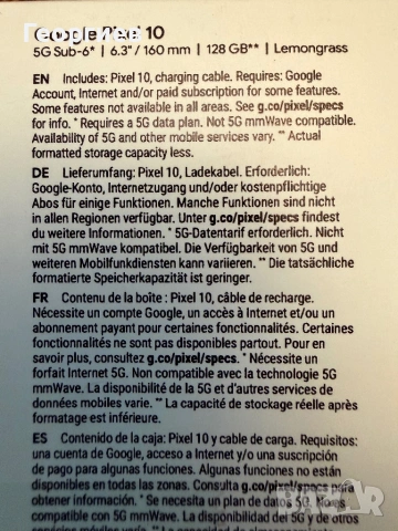 Google Pixel 10 5G 128GB 12GB RAM Lemongrass, снимка 3 - Други - 54414647