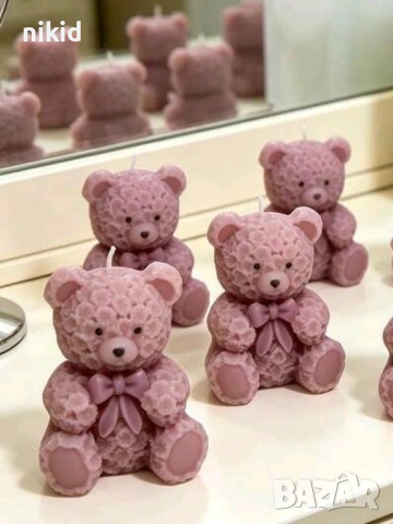 3d Голямо мече на цветчета с панделка силиконов молд форма фондан шоколад гипс свещ смола декор, снимка 7 - Форми - 54805128
