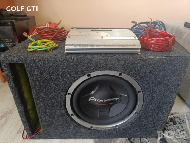 Бас 12 Pioneer + усилвател и кабели, снимка 3 - Тонколони - 54535389