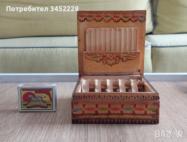 Кутия дървена пирографирана ретро за колекционери , снимка 7 - Декорация за дома - 54165521