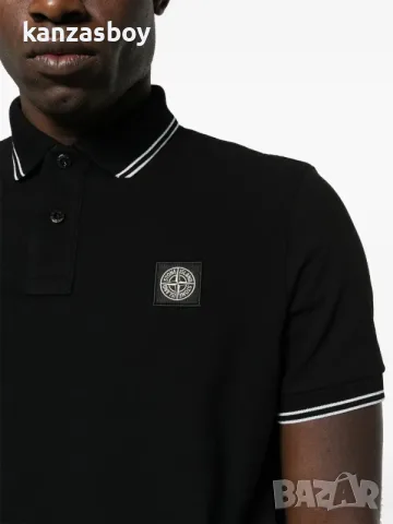 Stone Island logo-patch contrast-trim Polo Shirt - мъжка тениска р-р L