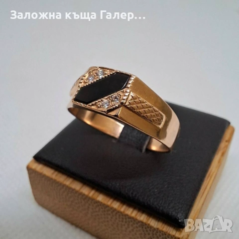 Мъжки златен пръстен с фианити, 4,20г – мощен и стилен