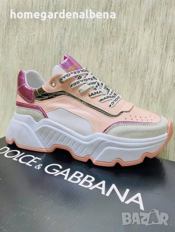 Дамски маратонки с платформа, розово-пудра с цветни акценти, размери 36-38