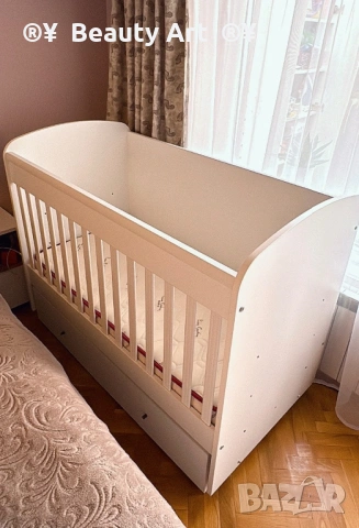 Детска кошара МДФ 60/120 с люлеещ механизъм , снимка 2 - Кошарки - 54695862