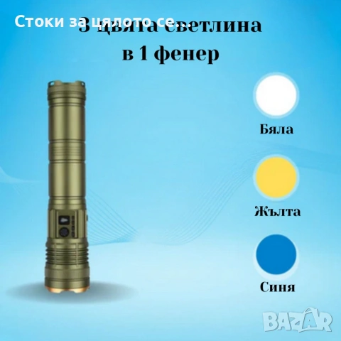 Трицветен Led фенер COBA — мощен с TG-Wick 3000M, снимка 2 - Къмпинг осветление - 55086900