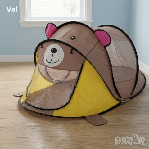 Детска саморазгъваща се палатка – лека, компактна и перфектна за дома, плаж, и игри на открито
