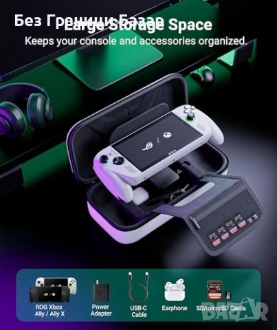 Нов Преносим твърд защитен кейс калъф за Xbox Ally X с голямо отделение поставка, снимка 3 - Аксесоари - 54101233