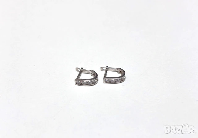 Златни Детски Обеци 0,78 грама 14K(проба 585) бяло злато с циркони, снимка 2 - Обеци - 54925131