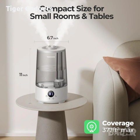 Homvana Humidifier 3.6L – ултразвуков овлажнител и ароматизатор за въздух, Grey, снимка 8 - Други стоки за дома - 54621726