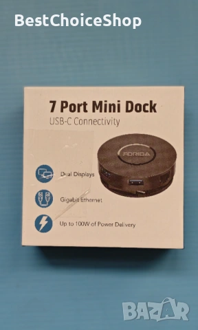 FORIDA - 7 in 1 Мини USB C докинг станция, снимка 3 - Кабели и адаптери - 54153774