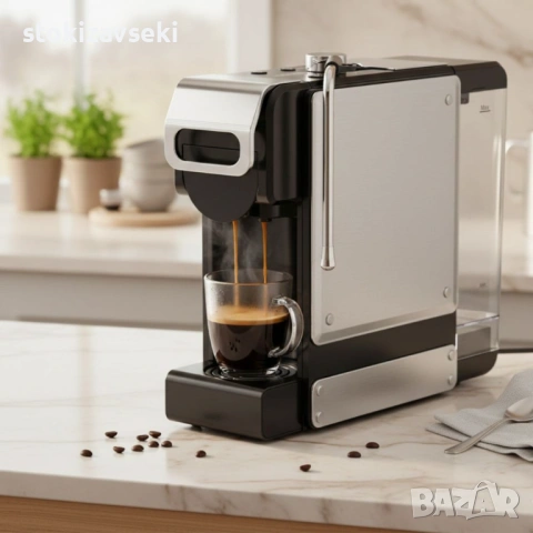 Еспресо машина 8в1 Oliver Voltz OV51171N8M – За капсули и мляно кафе, 1450W, 19 Bar, 5 адаптера 5VS1