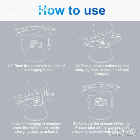 HiBloks магнитна зарядна станция за Ray-Ban Meta Gen 2 Bluetooth очила, снимка 4 - Друга електроника - 54146980