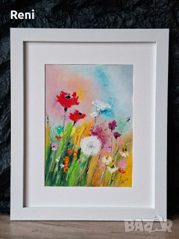 Лятно поле, пастелна картина, оригинал