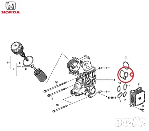 Гарнитура маслоохладител 15401-RL0-G01 15401RL0G01 Honda CR-V