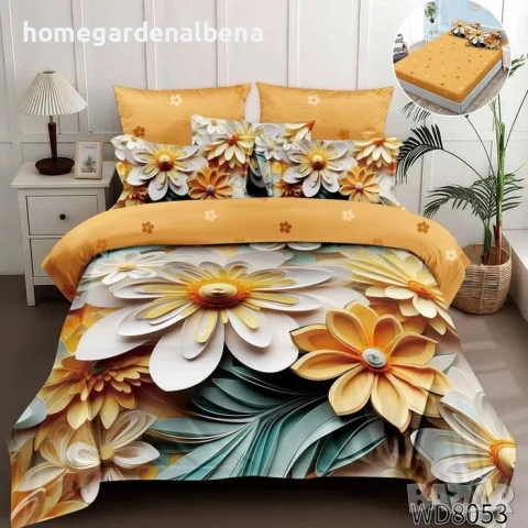 Флорален спален комплект с ластик 100% памук 200x230 / 180x200, снимка 11 - Спално бельо - 54094910