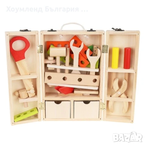 Детска дървена работилница тип куфар с инструменти 32в1, снимка 7 - Образователни игри - 54302110