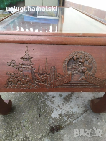 Старинна азиатска маса с дърворезба, снимка 4 - Антикварни и старинни предмети - 54125790