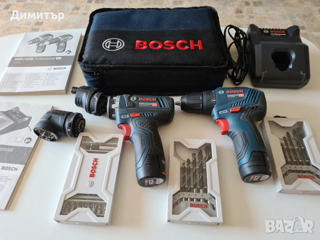 Комплект два винтоверта зарядно и батерии Bosch GSR 12V-15 FC и GSR 12V-30, снимка 2 - Винтоверти - 55088411