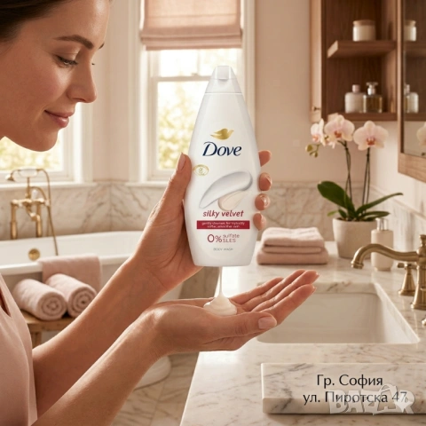 Dove Silky Velvet душ гел без Сулфати 720 мл. 