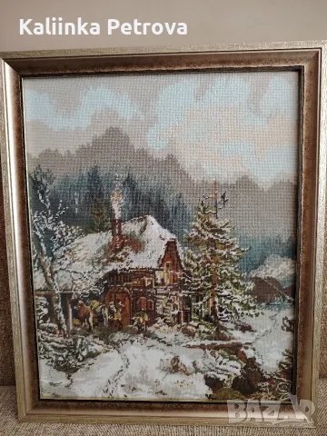 Зимен пейзаж, гоблен,, Ковачницата" , снимка 4 - Гоблени - 55630430