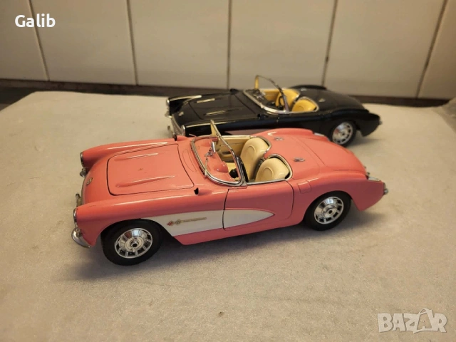 Chevrolet Corvett 1957 Burago метална колекционерска количка, снимка 6 - Антикварни и старинни предмети - 54611865