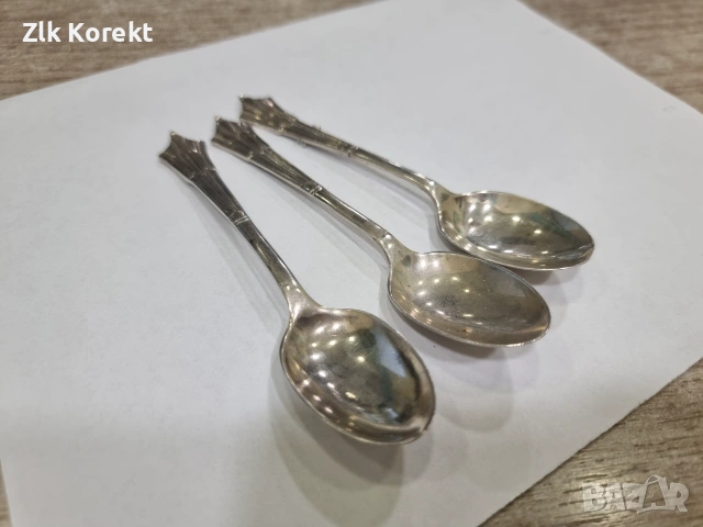 Сребърни лъжички 3 бр., снимка 2 - Антикварни и старинни предмети - 55191323